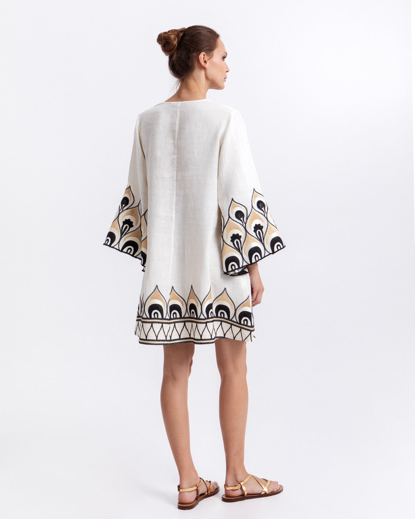 dress mini phoenix bell sleeve 100% linen