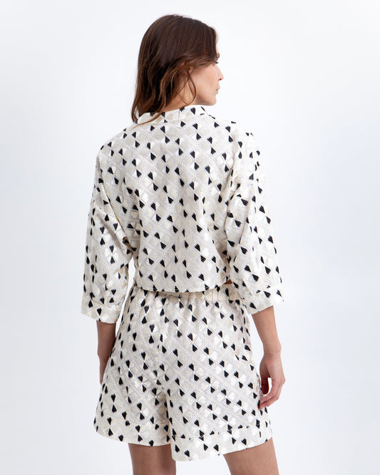 shirt flakes front ties 86% ramie 14% cotton