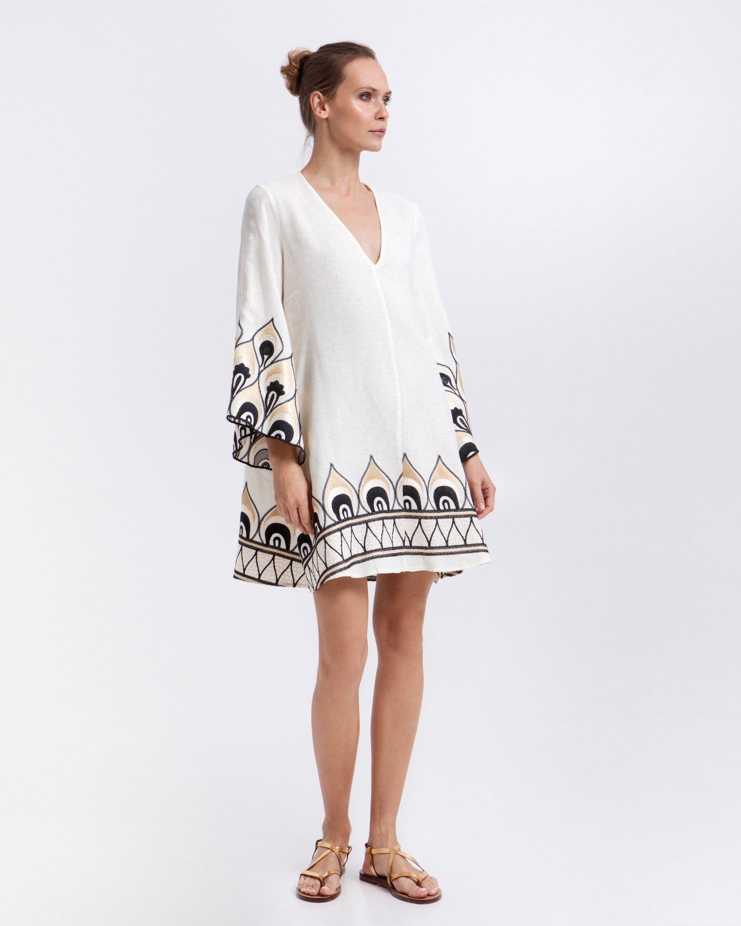 dress mini phoenix bell sleeve 100% linen