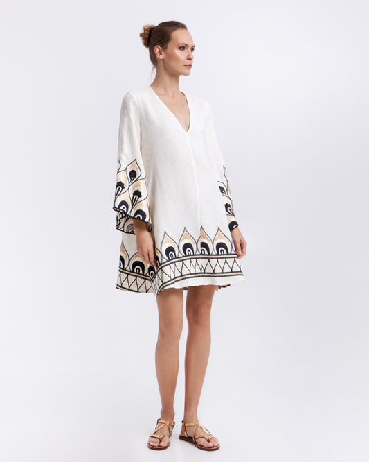 dress mini phoenix bell sleeve 100% linen