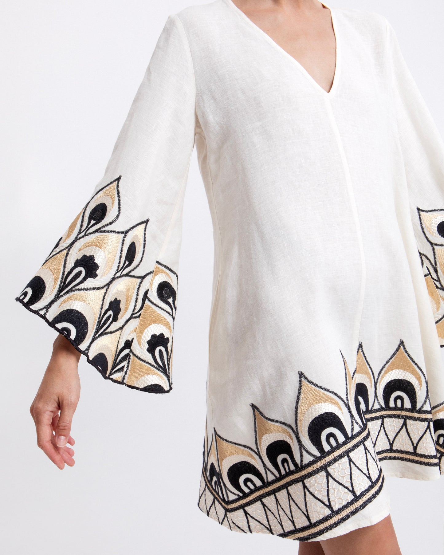 dress mini phoenix bell sleeve 100% linen