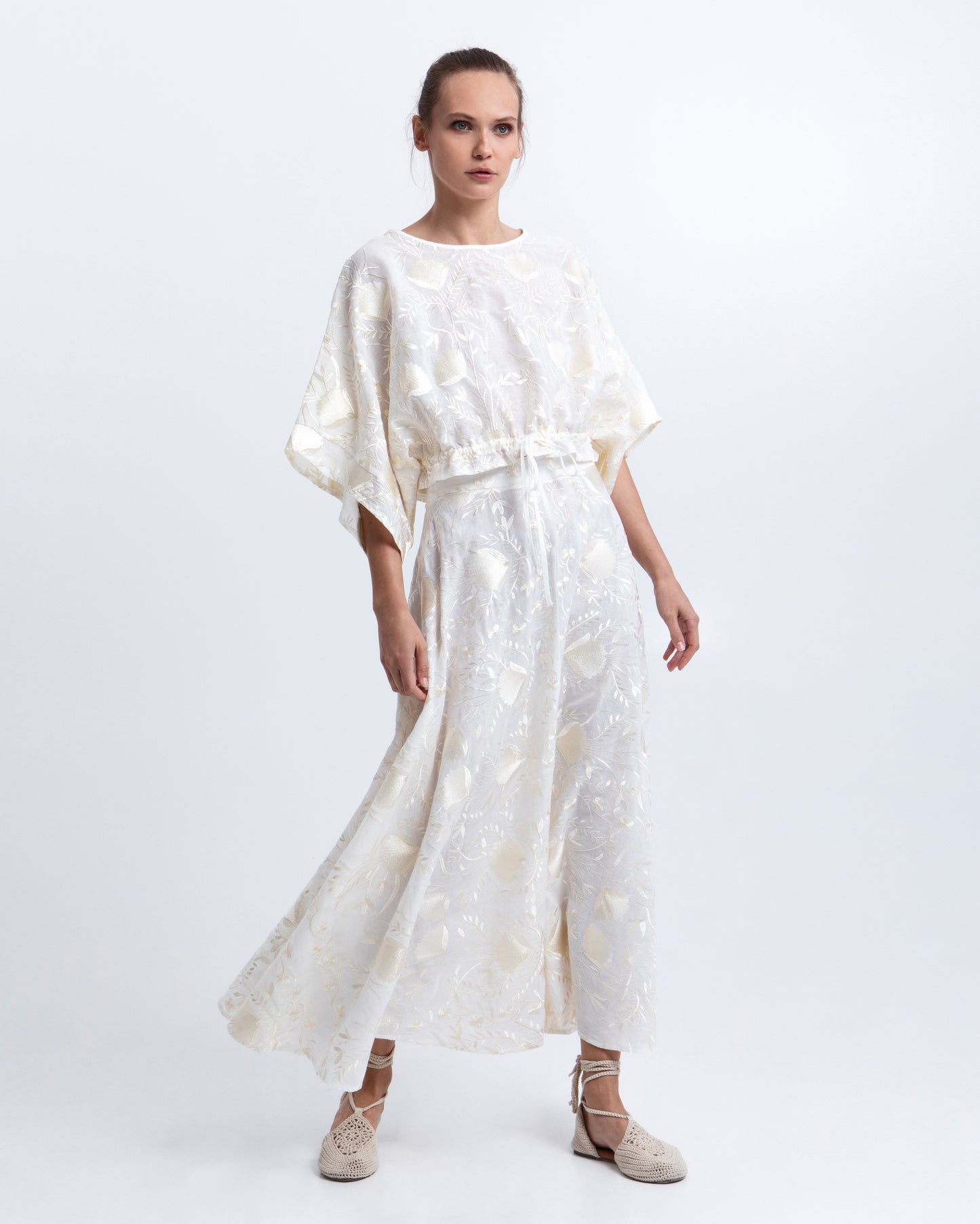 blouse blossom drawstring l/s 100% ramie
