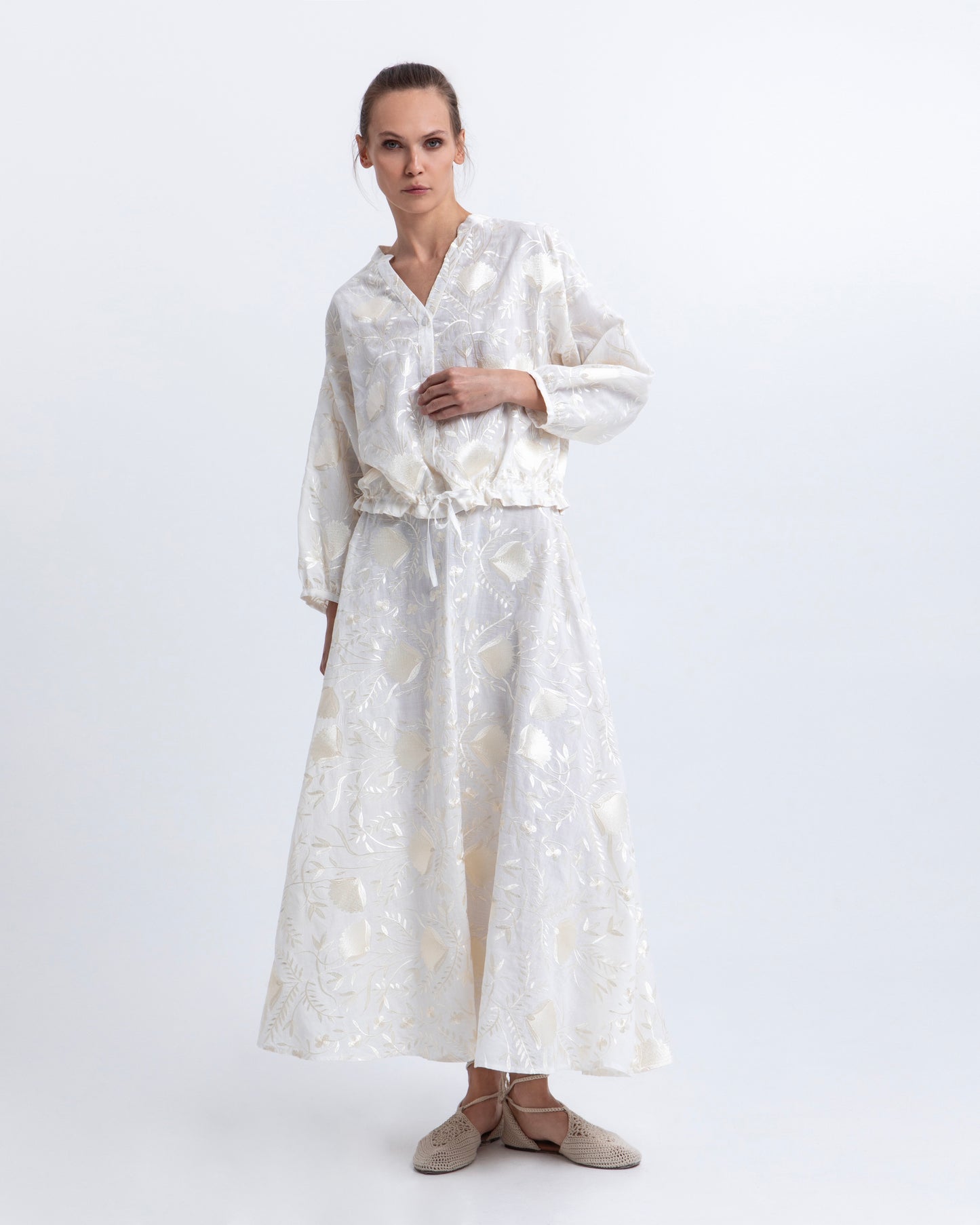 shirt blossom drawstring l/s 100% ramie