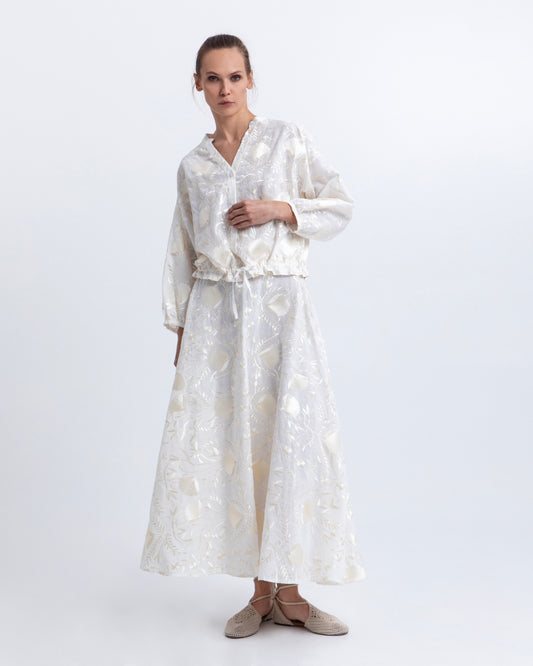 shirt blossom drawstring l/s 100% ramie