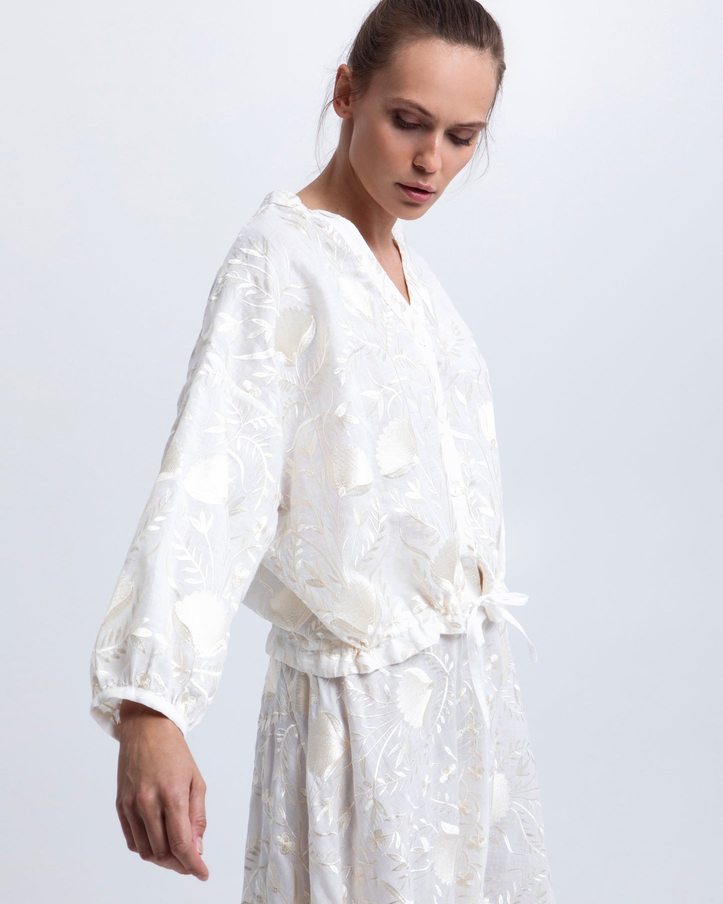 shirt blossom drawstring l/s 100% ramie