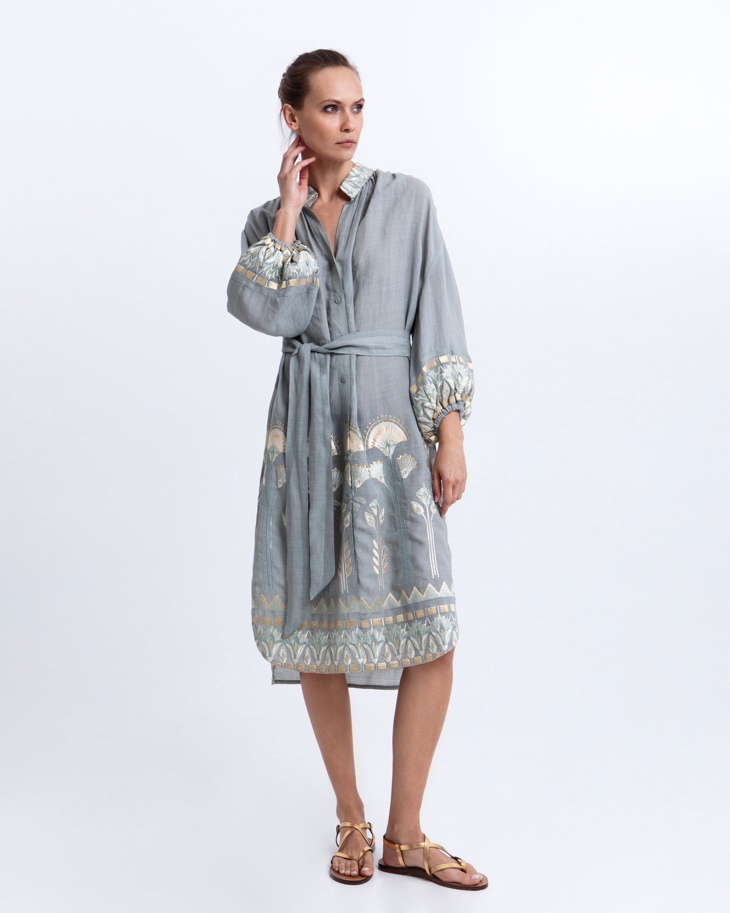 SHIRT DRESS PAPYRUS L/S 100% RAMIE