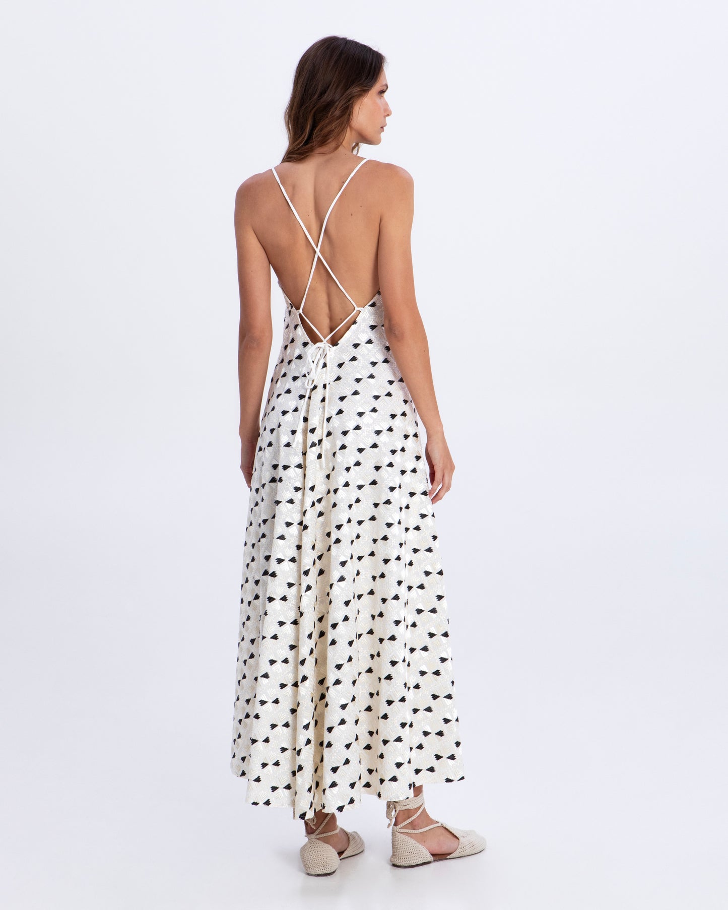 dress maxi flakes double straps 100% ramie